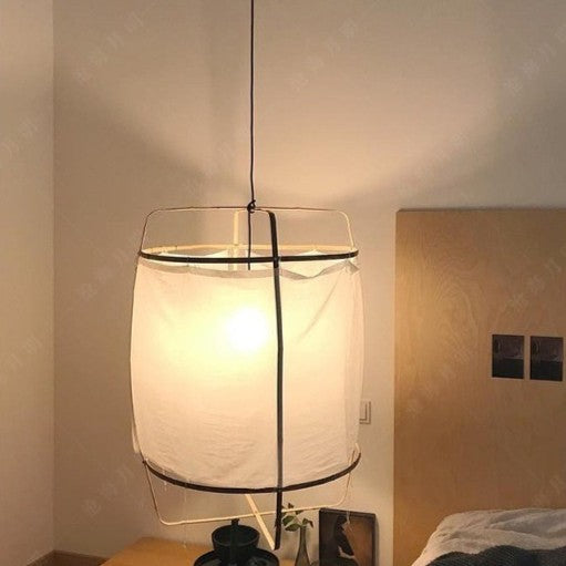 Handmade Linen and Bamboo Pendant Lamp