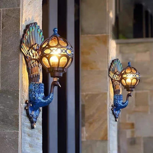 Retro Peacock Outdoor Wall Lamp