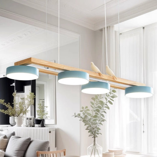 Solid Wood LED Linear Dining Room Chandelier