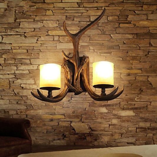 Vintage Antler Glass Wall Lamp